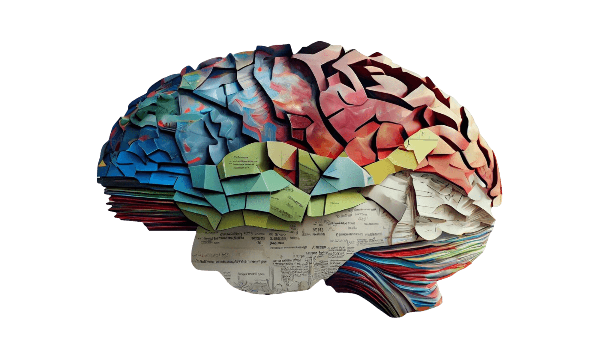 Artistic brain made with paper with different colors